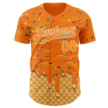 Custom Bay Orange-White Ice Cream Waffle Foodie Dessert Authentic Baseball Jersey