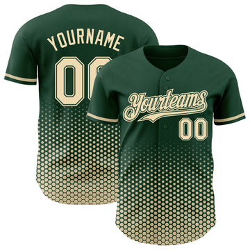 Custom Green-Cream Geometric Hexagonal Dot Gradient Authentic Baseball Jersey