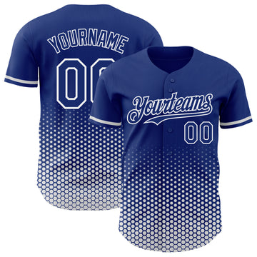 Custom Royal-White Geometric Hexagonal Dot Gradient Authentic Baseball Jersey