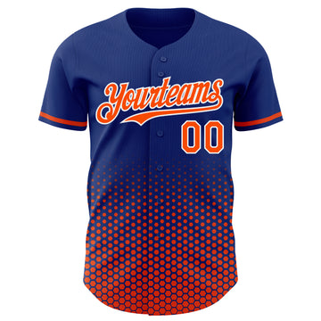 Custom Royal Orange-White Geometric Hexagonal Dot Gradient Authentic Baseball Jersey
