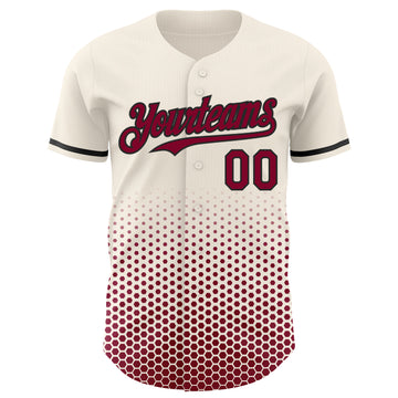 Custom Cream Maroon-Black Geometric Hexagonal Dot Gradient Authentic Baseball Jersey