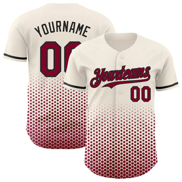 Custom Cream Maroon-Black Geometric Hexagonal Dot Gradient Authentic Baseball Jersey