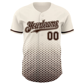 Custom Cream-Brown Geometric Hexagonal Dot Gradient Authentic Baseball Jersey