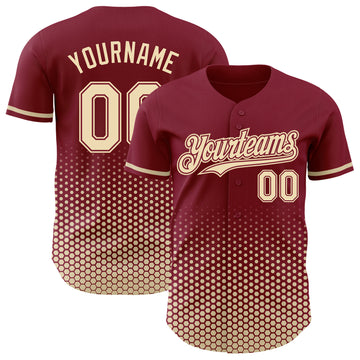 Custom Crimson-Cream Geometric Hexagonal Dot Gradient Authentic Baseball Jersey