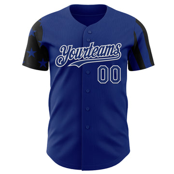 Custom Royal Black-White Two Tone USA Flag Sleeves Stars and Stripes Authentic Baseball Jersey