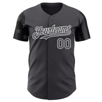 Custom Steel Gray Black-White Two Tone USA Flag Sleeves Stars and Stripes Authentic Baseball Jersey