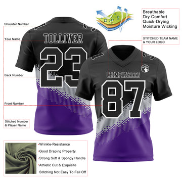 Custom Black Gray Purple-White Authentic Geometric Gradient 7V7 Flag Football Jersey