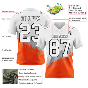 Custom White Gray Orange-Black Authentic Geometric Gradient 7V7 Flag Football Jersey
