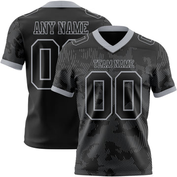 Custom Black-Gray Authentic Abstract Fluid Line 3D Pattern 7V7 Flag Football Jersey