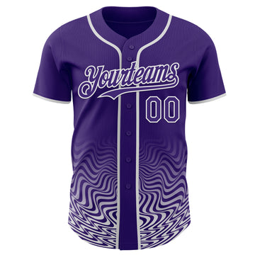 Custom Purple-White Fluid Wave Psychedelic Swirl Authentic Baseball Jersey