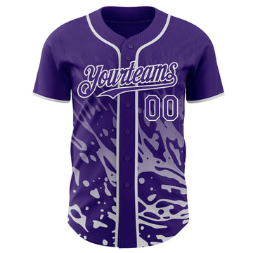 Custom Purple-White Fluid Liquid Wave Splatter Authentic Baseball Jersey
