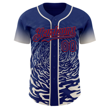 Custom Royal Cream-Red Fluid Wave Splatter Gradient Authentic Baseball Jersey