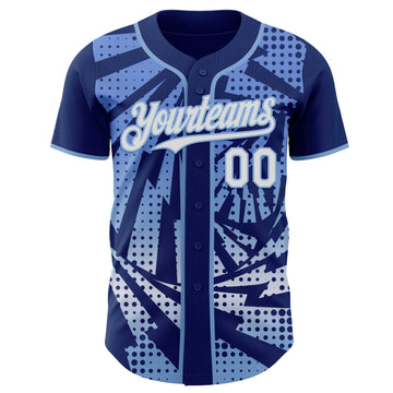 Custom Royal White-Light Blue Lightning Gradient Dot Authentic Baseball Jersey