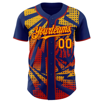 Custom Royal Gold-Red Lightning Gradient Dot Authentic Baseball Jersey