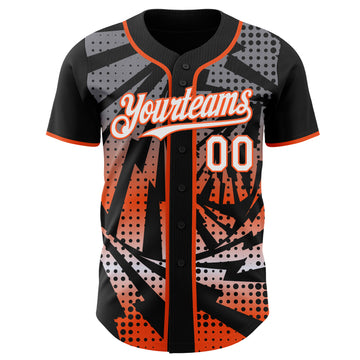 Custom Black White-Orange Lightning Gradient Dot Authentic Baseball Jersey