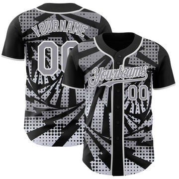 Custom Black Gray-White Lightning Gradient Dot Authentic Baseball Jersey