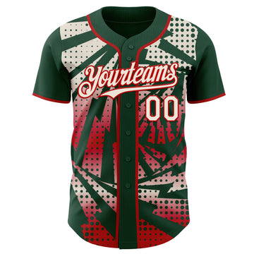 Custom Green Cream-Red Lightning Gradient Dot Authentic Baseball Jersey