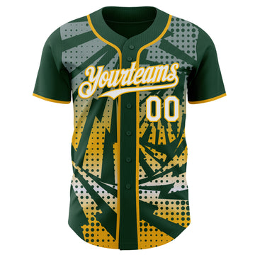Custom Green White-Gold Lightning Gradient Dot Authentic Baseball Jersey