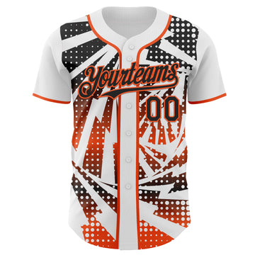 Custom White Black-Orange Lightning Gradient Dot Authentic Baseball Jersey