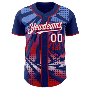Custom Royal White-Red Lightning Gradient Dot Authentic Baseball Jersey