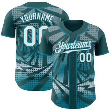 Custom Midnight Green White-Teal Lightning Gradient Dot Authentic Baseball Jersey