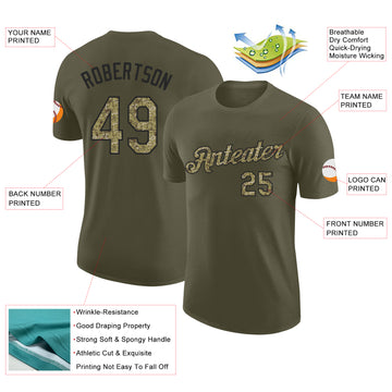 Custom Olive Camo-Black Salute To Service Performance T-Shirt