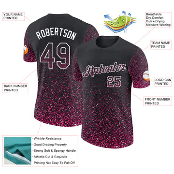 Custom Black Pink-White Colorful Sparkle Gradient Dots Performance T-Shirt