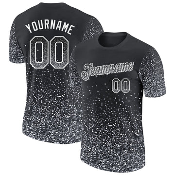 Custom Black Gray-White Colorful Sparkle Gradient Dots Performance T-Shirt