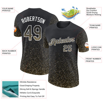 Custom Black Cream-White Colorful Sparkle Gradient Dots Performance T-Shirt