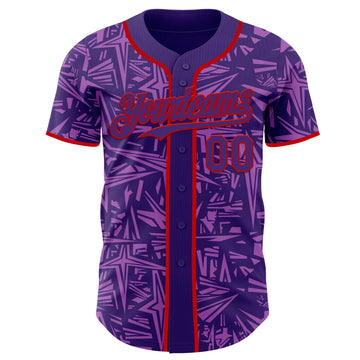 Custom Purple Medium Purple-Red Geometric Cyber Starburst Authentic Baseball Jersey