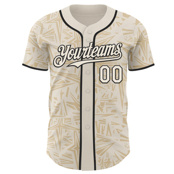 Custom Cream-Black Geometric Cyber Starburst Authentic Baseball Jersey