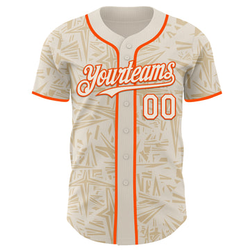 Custom Cream-Orange Geometric Cyber Starburst Authentic Baseball Jersey