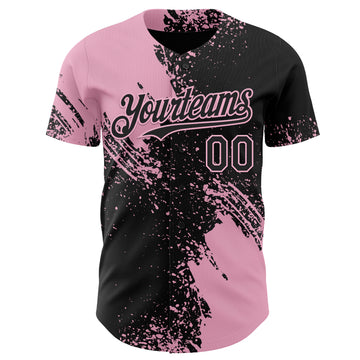 Custom Black-Light Pink Abstract Brush Stroke Authentic Baseball Jersey
