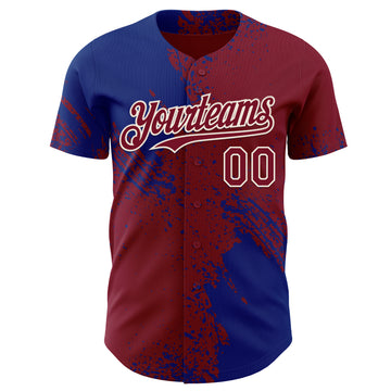 Custom Crimson Royal-Cream Abstract Brush Stroke Authentic Baseball Jersey