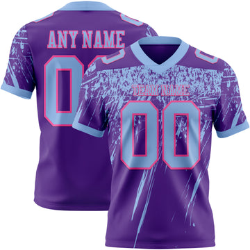 Custom Purple Light Blue-Pink Authentic Distressed Scratch Brush Stroke Football Jersey