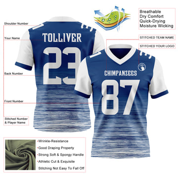 Custom US Navy Blue-White Authentic Fluid Scratch Waves Football Jersey