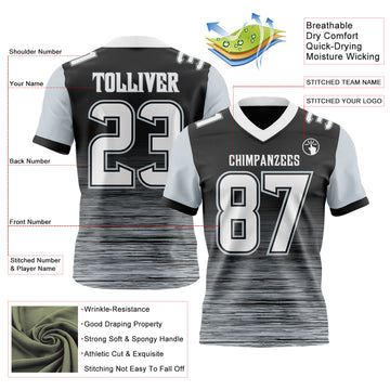 Custom Black White-Silver Authentic Fluid Scratch Waves Football Jersey