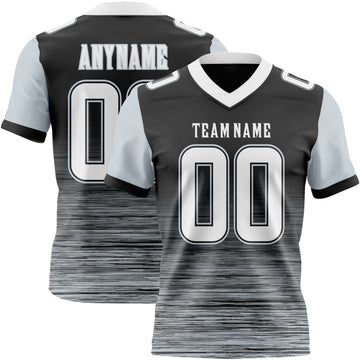 Custom Black White-Silver Authentic Fluid Scratch Waves Football Jersey