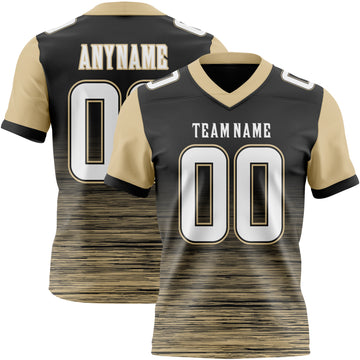 Custom Black White-Vegas Gold Authentic Fluid Scratch Waves Football Jersey