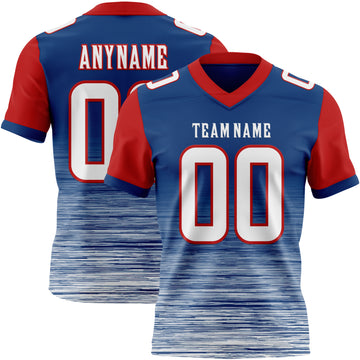 Custom US Navy Blue White-Red Authentic Fluid Scratch Waves Football Jersey