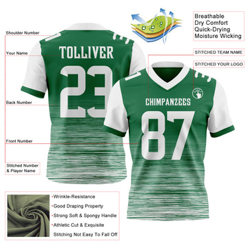 Custom Kelly Green-White Authentic Fluid Scratch Waves Football Jersey