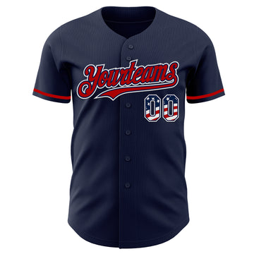 Custom Navy USA Flag White-Red Authentic Baseball Jersey