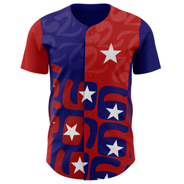 Custom Royal Red-Dark Purple Star Split Flag Authentic Baseball Jersey