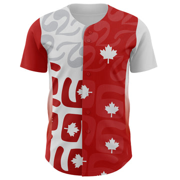 Custom White-Red Canadian Flag Maple Leaf Authentic Baseball Jersey