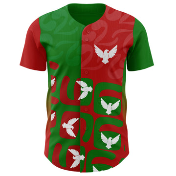 Custom Grass Green Red-White Mexican Eagle Authentic Baseball Jersey