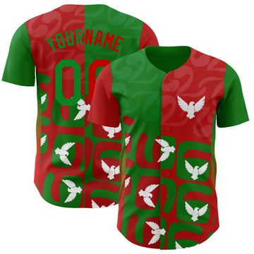 Custom Grass Green Red-White Mexican Eagle Authentic Baseball Jersey
