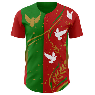 Custom Grass Green White Red-Old Gold Mexican Eagle Authentic Baseball Jersey