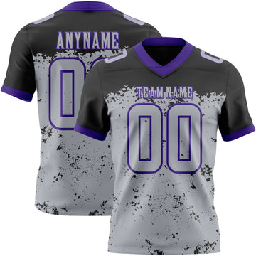 Custom Gray Black-Purple Authentic Paint Splatter Speckle Football Jersey