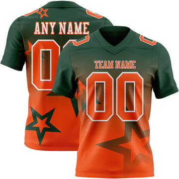 Custom Green Orange-White Authentic Gradient Style Twinkle Star Football Jersey