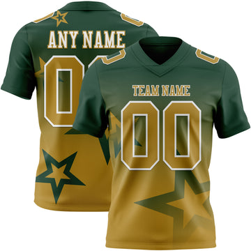 Custom Green Old Gold-White Authentic Gradient Style Twinkle Star Football Jersey